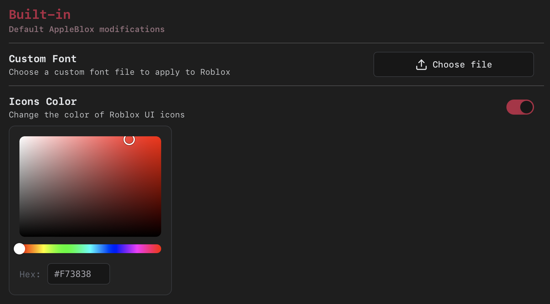 Built-in mod settings