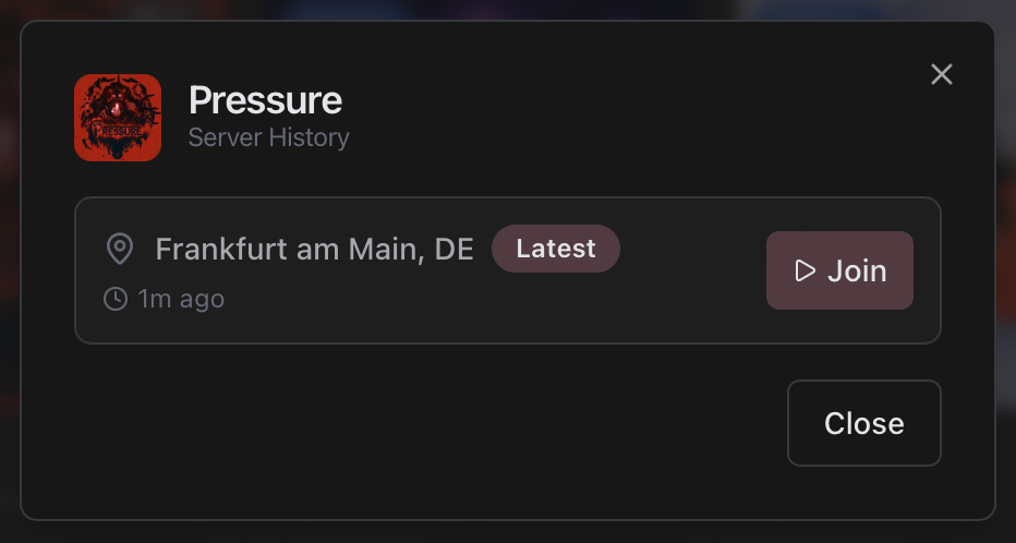 Server list dialog